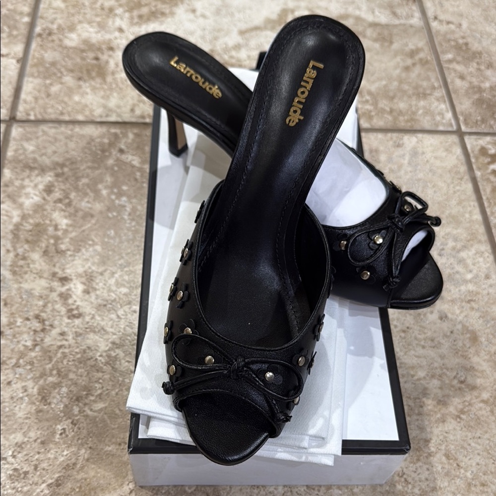 Larroude Black Mules Elegant Versatile Footwear